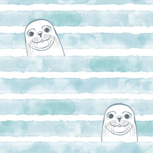 Vektorgrafik herrliche seals auf blauen aquarellwellen