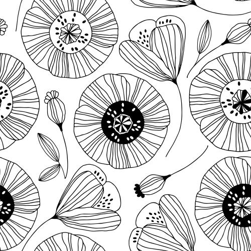 Mohn. Vektor gestylte Mohn auf weißem