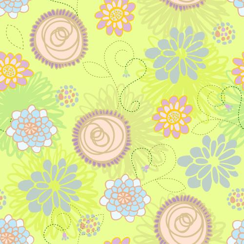 Vektorgrafik lebendige doodles blumen auf grünem