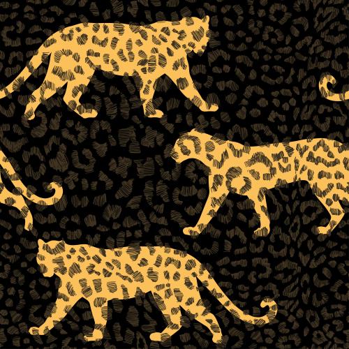 Leopard. Vektor Leoparden, Silhouetten auf texturiertem schwarzem