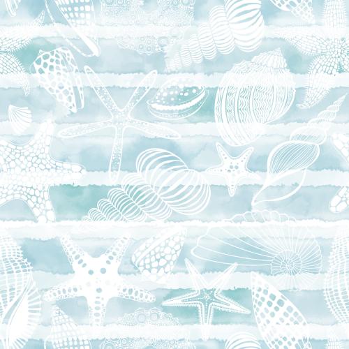 Seeigel. Vektor see Sterne, Muscheln, Meeresschweinchen auf aquarelliertem gestreiftem