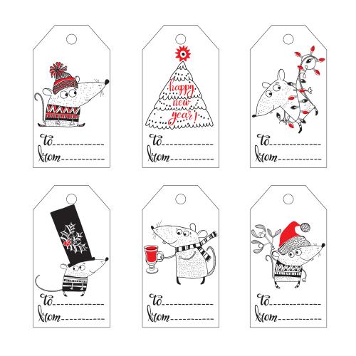 Vektorgrafik birken mit weihnachtsmäusen