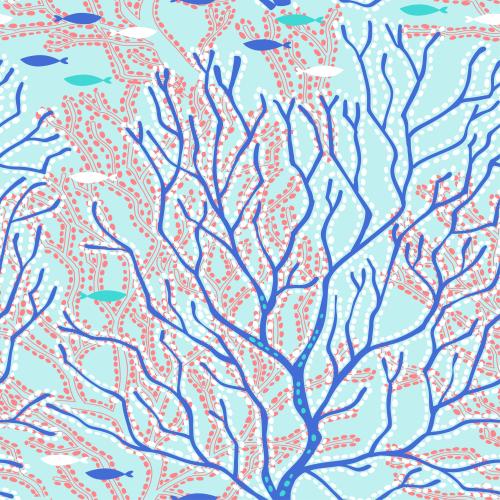 Vektorgrafik korallen und fische auf dem blauen