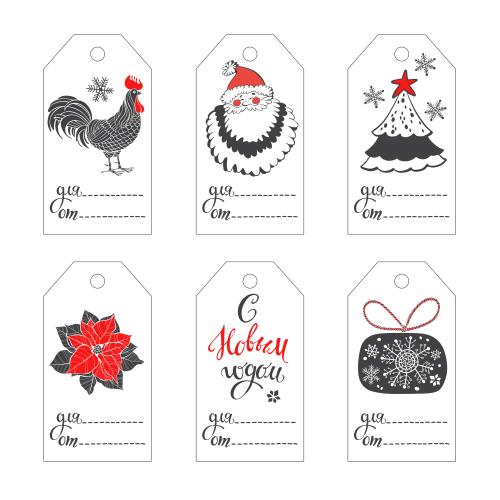 Weihnachtsstern. Vektor sechs weihnachtsetiketten