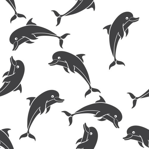 Vektorgrafik delfine, schwarze silhouetten auf weißem