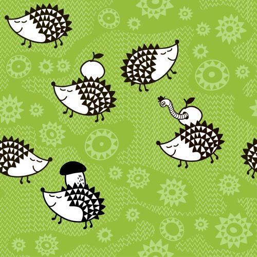 Gras. Vektor Süße cartoonartige Igel auf grünem Gras