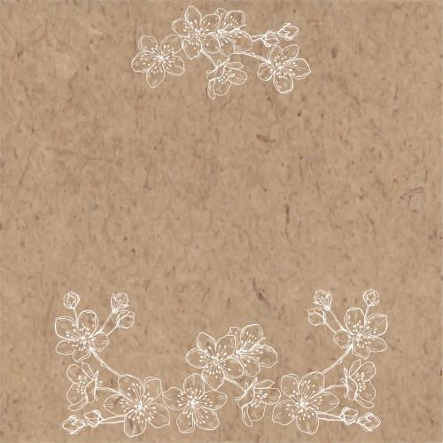 Knospe. Vektor Kirschblüten und Knospen, Textplatz auf Kraftpapier