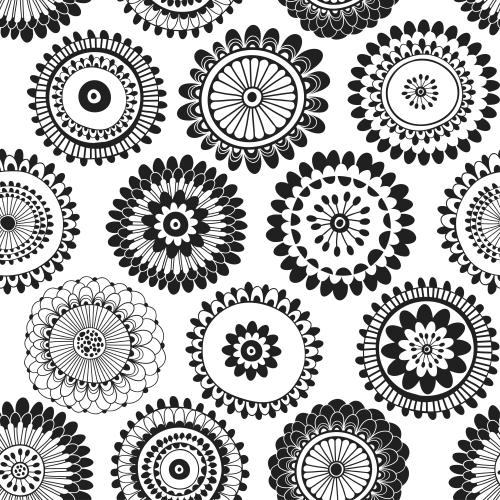 Vektorgrafik zauberhafte blumen, schwarze silhouetten auf weißem