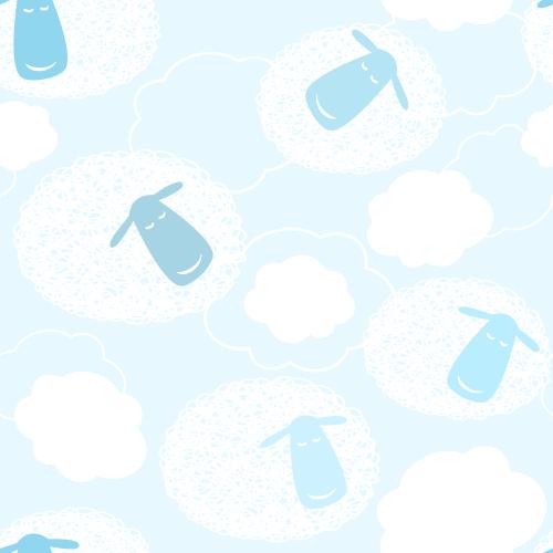 Lamm. Vektor Maltäsch Schafe, Wolken auf dem Blauen