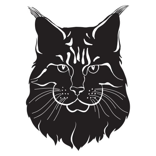Maine coon. Vektor maine Coon, schwarze Silhouette des Gesichts auf weißem
