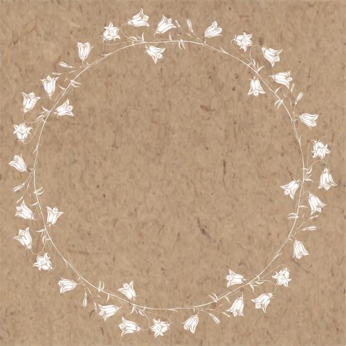 Vektorgrafik runde rahmenkranz aus kolokollchen auf kraftpapier
