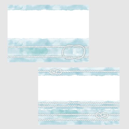Postkarte. Vektor zwei Postkarten mit maritimen Themen Aquarellstreifen, Seilen, Seemannsknoten und Textfeld