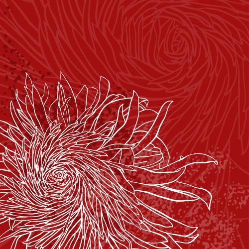 Chrysantheme. Vektor chrysanthemen auf leuchtendem rotem