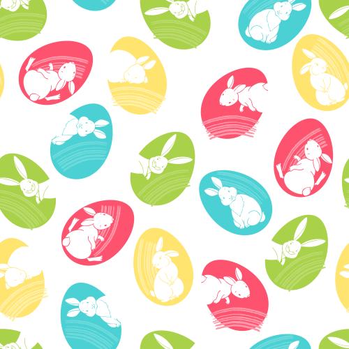 Vektorgrafik farbenfrohe oster-eier mit hübschen hasen auf weißem