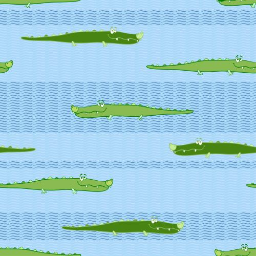Vektorgrafik cartoonartige krokodile schwimmen auf den wellen