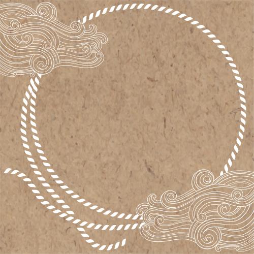 Vektorgrafik runde rahmenseil, wellen auf kraftpapier