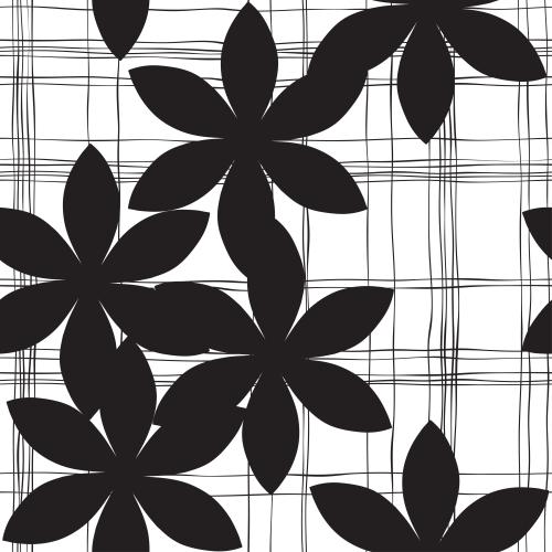 Vektorgrafik dekorative blumen, silhouetten auf weißem kariertem