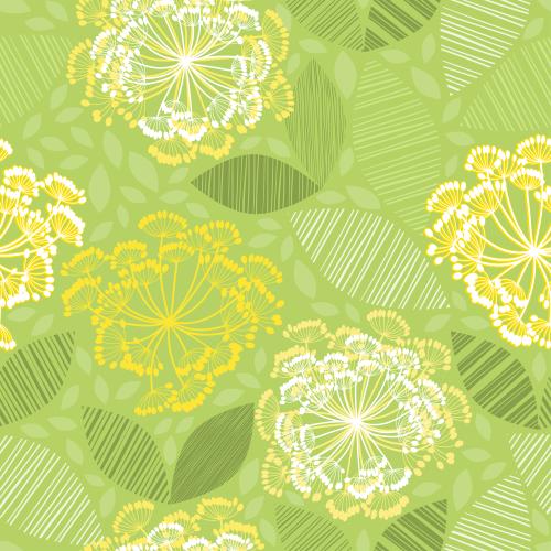 Vektorgrafik abstrakte parasolartige blumen und gestreifte blätter auf grün
