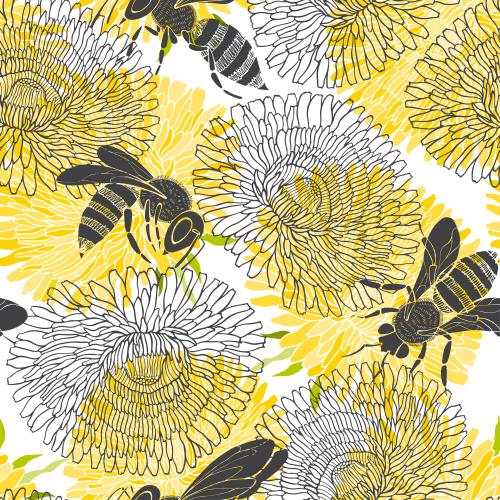 Löwenzahn. Vektor bienen und Löwenzahnen auf weißem