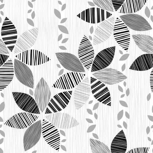Vektorgrafik monochrome abstrakte blumen mit streifigen blütenblättern auf weißem mit grauen vertikalen streifen