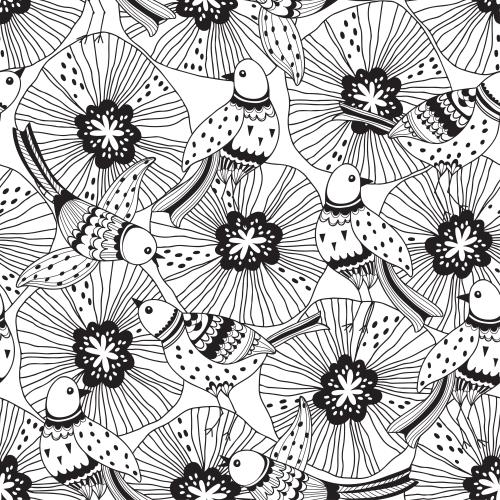 Vektorgrafik gestylte vögel und blumen auf weißem