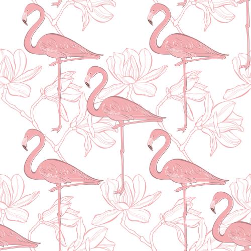 Flamingo. Vektor Rosa Flamingos und Magnolien auf weißem