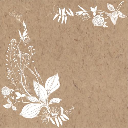 Hirtentäschel. Vektor feldblumen und Kräuter, Platz für Text auf Kraftpapier, winkelige Komposition