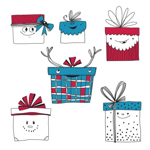 Vektorgrafik cartoonartige geschenkkisten auf weißem