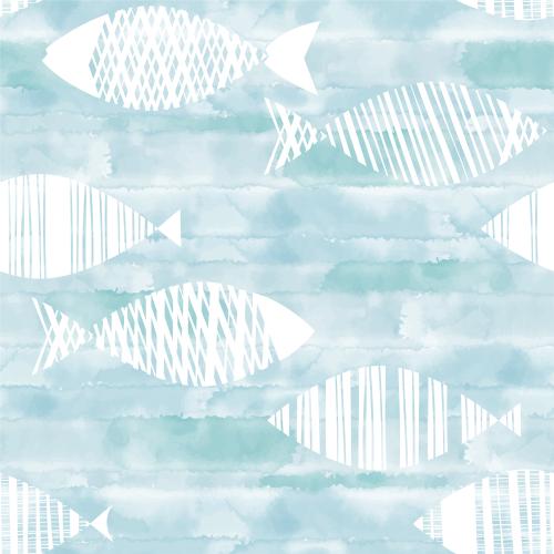 Vektorgrafik dekorative fische auf dem blauen aquarell