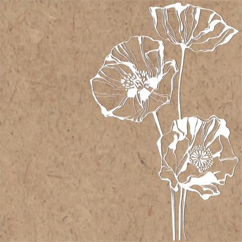 Mohn. Vektor Makblüten Textplatz auf Kraftpapier