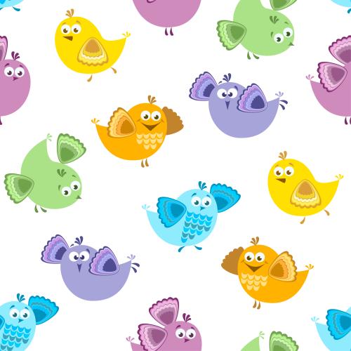 Vektorgrafik farbenfrohe cartoonvögel auf weißem