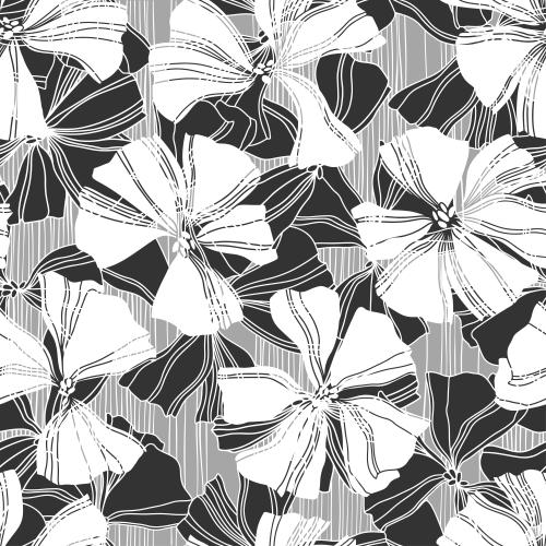 Vektorgrafik dekorative blumen auf dem grauen in weiße streifen