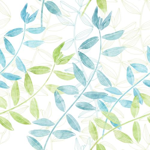 Rasterbild aquarellmeeresalgen, konturen und silhouetten auf weißem