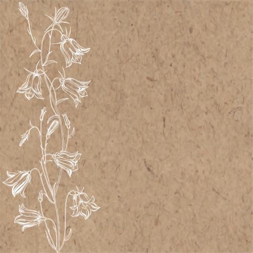 Vektorgrafik klingel, weiße blumenkonturen, platz für text auf kraftpapier