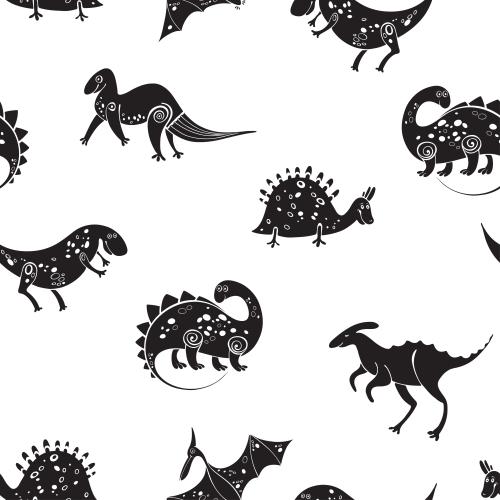 Dinosaurier. Vektor maltäsch Dinosaurier, schwarze Silhouetten auf weißem