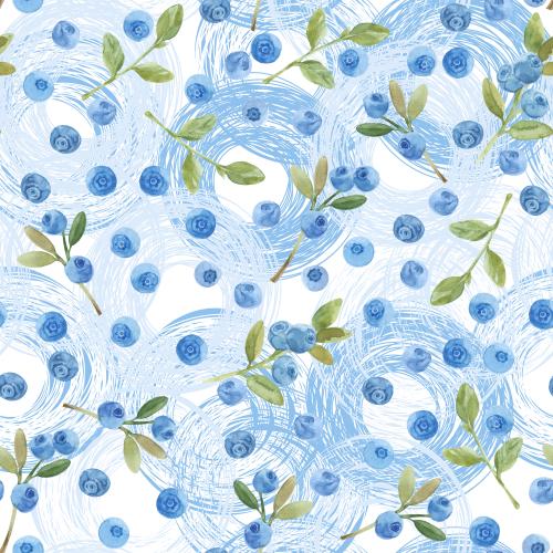 Heidelbeere. Vektor aquarellzweige der Heidelbeeren, Beeren, blaue und blaue Kreise auf weißem