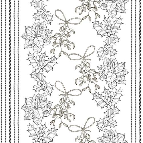 Mistel. Vektor Poinsettia, Mistel, Spitzblatt, zweifarbige festliche Schleifen auf weißem
