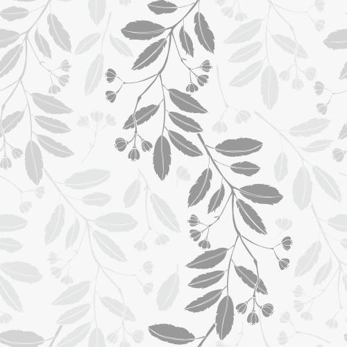 Vektorgrafik monochrom silhouetten abstrakter zweige mit blättern und blumen auf weißem