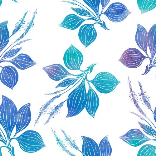 Rasterbild aquarell-plantain, blaue-grüne töne auf weißem
