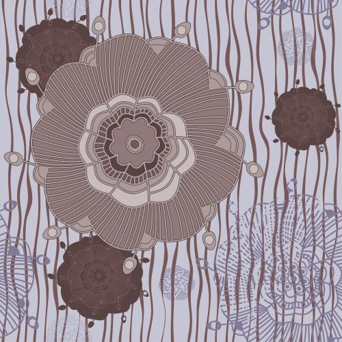 Sommer. Vektor braune und lila blumen