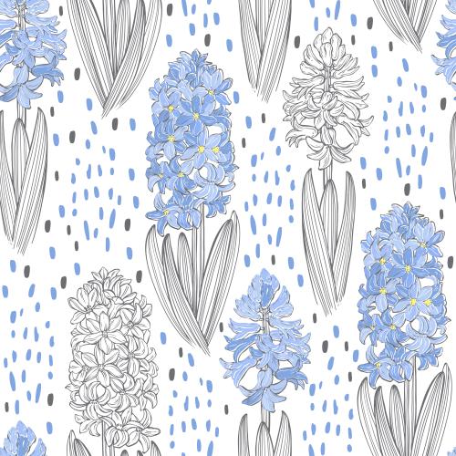 Hyazinthe. Vektor Hyazinthen, farbige und monochrome, dekorative Flecken auf weißem