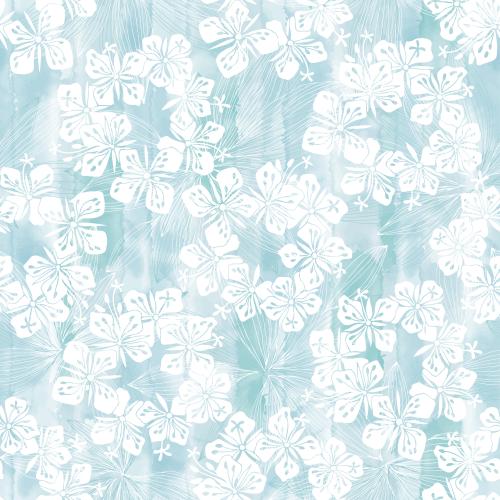 Vektorgrafik dekorative blumen und blätter, weiße konturen und silhouetten auf blauem aquarell