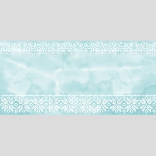 Vektorgrafik weiße sterneschneeflocken aus punkten, textplatz auf blauem aquarell