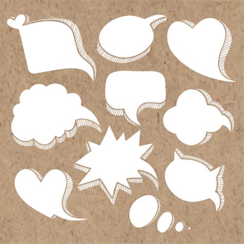 Vektorgrafik wolken für text, weiße silhouetten auf kraft