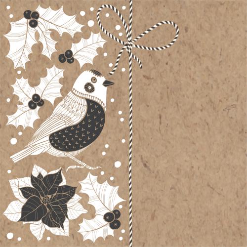 Weihnachtsstern. Vektor Schneebesen, Weihnachtsstern, Echinacea, festliches Schmuckband mit Schleife und Platz für Text auf Kraft