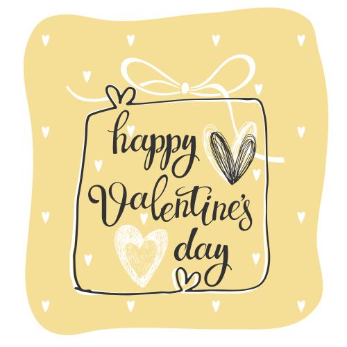 Vektorgrafik romantische komposition mit geschenk, herzen, aufschrift happy valentine's day