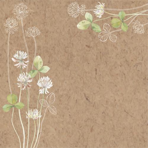 Rasterbild klee, blumen und blätter, platz für text auf kraft