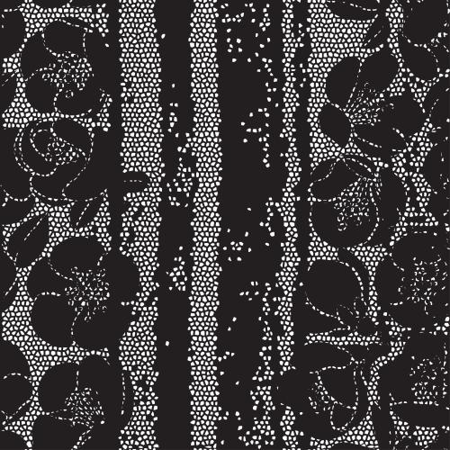 Japanische quitte. Vektor japanische Korinthe, schwarze Silhouetten von Blumen auf schwarzem Mosaik