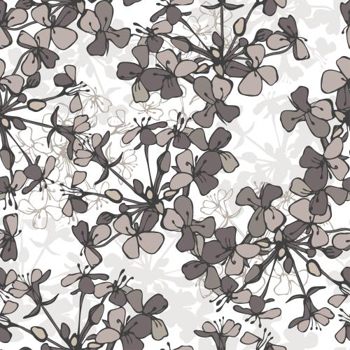 Vektorgrafik kontursilhouetten von blumen in braunen pastelltönen auf weißem