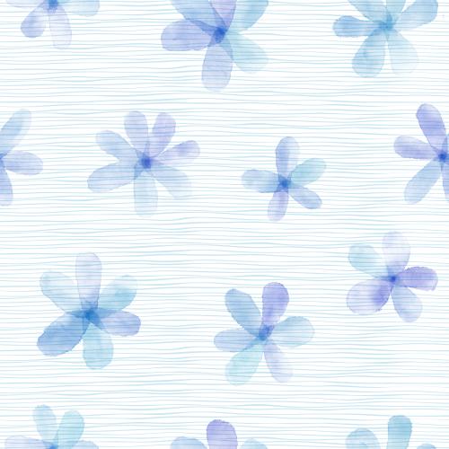 Rasterbild aquarellblumen, blaue horizontale linien auf weißem